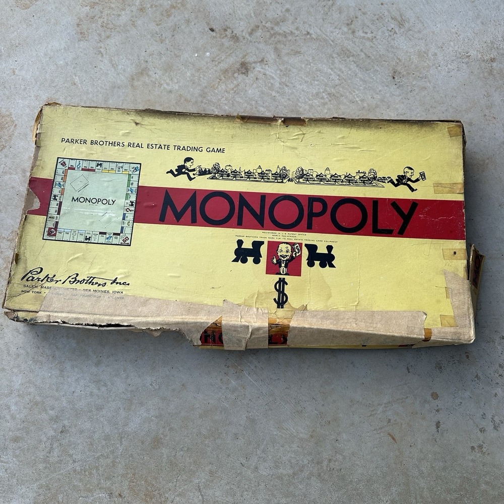 VINTAGE‎ Parker Brothers Real Estate Trading Game 1954 MONOPOLY READ DESCRIPTION
